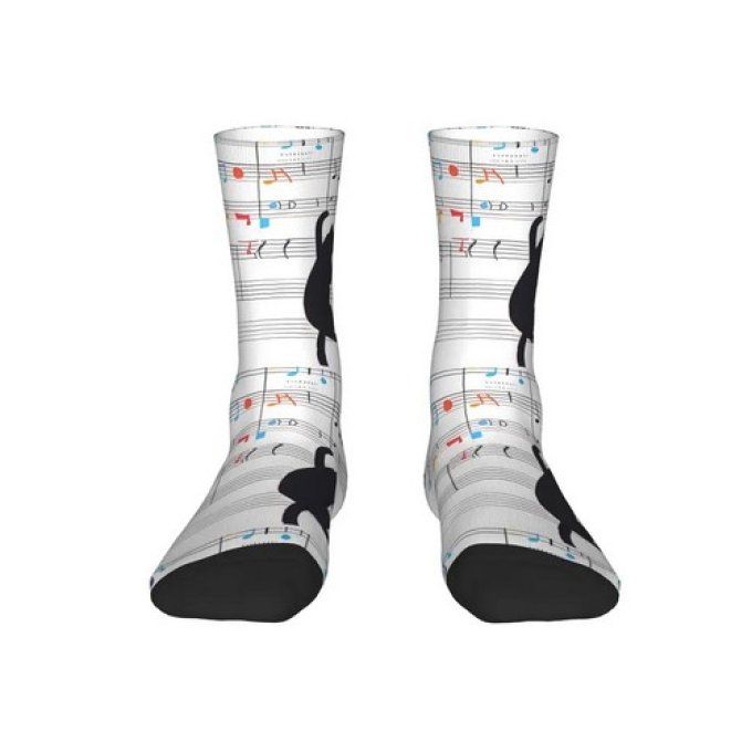 Chaussette chats noirs musiciens.
