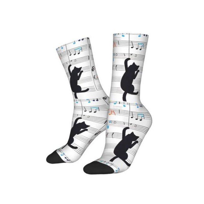 Chaussette chats noirs musiciens.