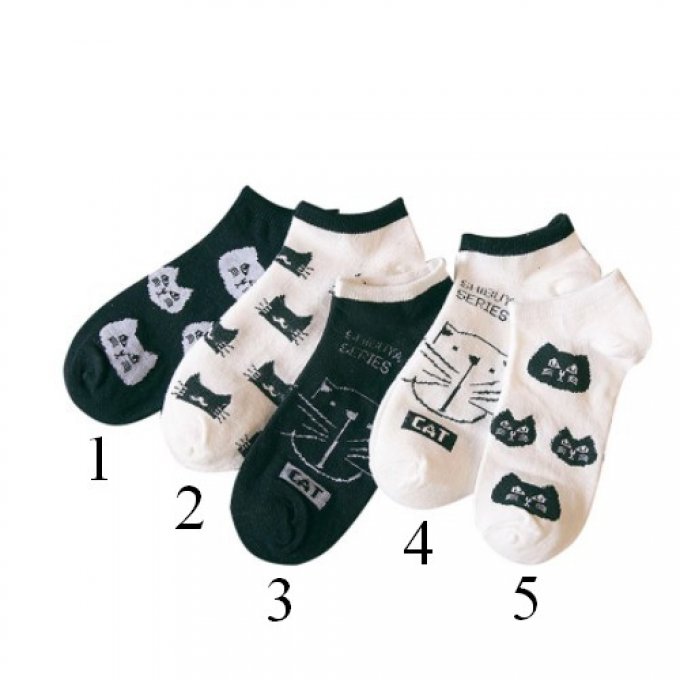 Chaussettes chat noir et blanc