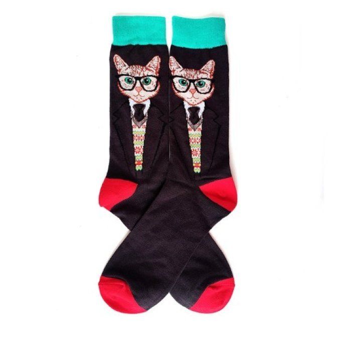 Chaussettes chat intello grande taille pour homme.