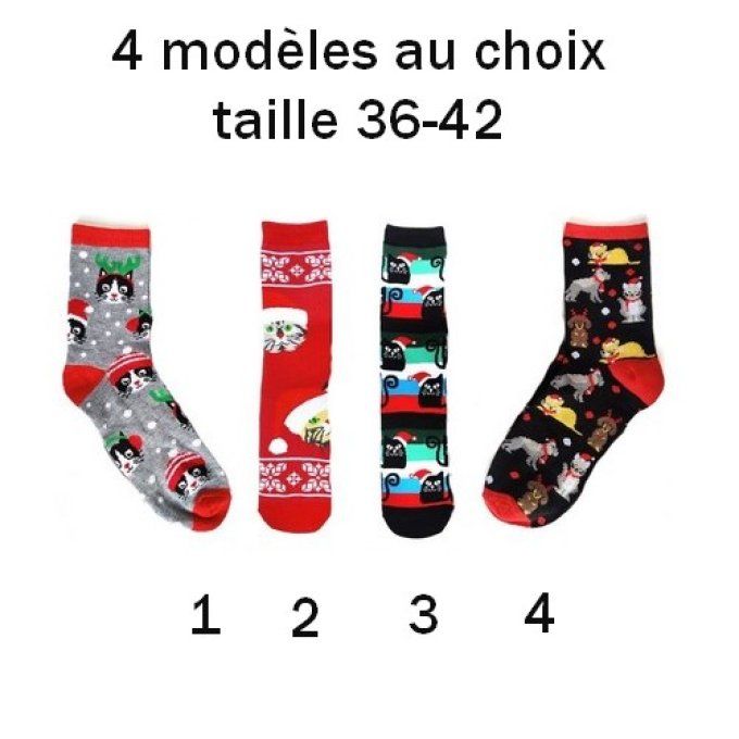 Chaussettes de noël motif chats.