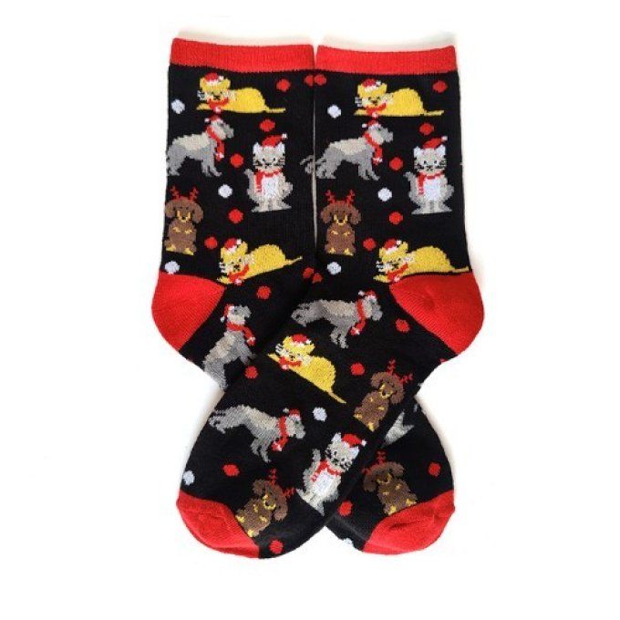 Chaussettes de noël motif chats.