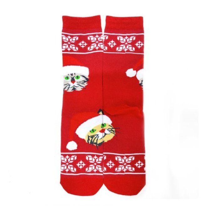 Chaussettes de noël motif chats.