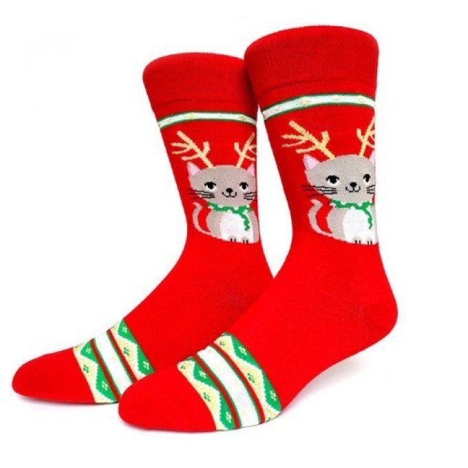 Chaussettes de noël motif chats grande taille