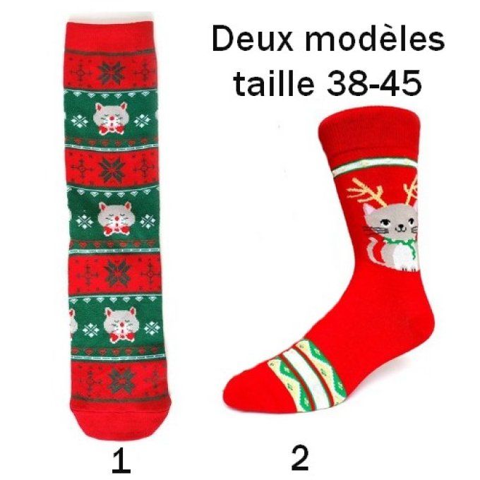 Chaussettes de noël motif chats grande taille