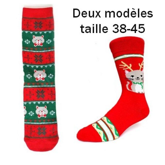 Chaussettes de noël motif chats grande taille