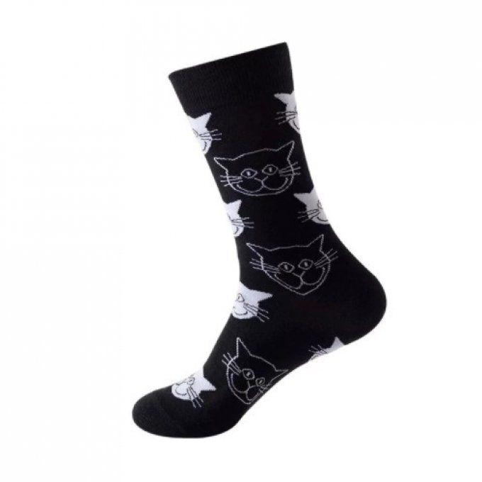 Chaussette tête de chat noir ou blanc