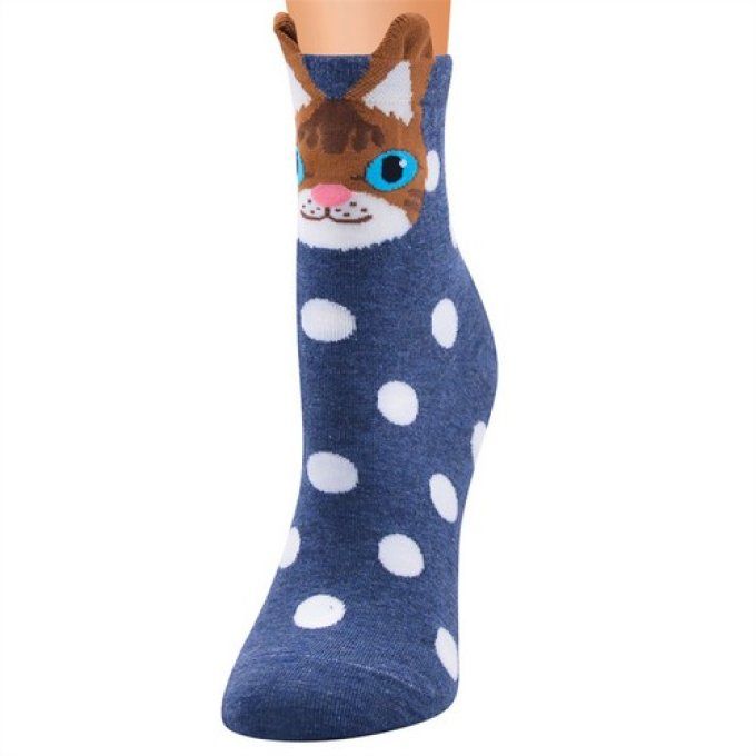 Chaussettes à pois chats souriants