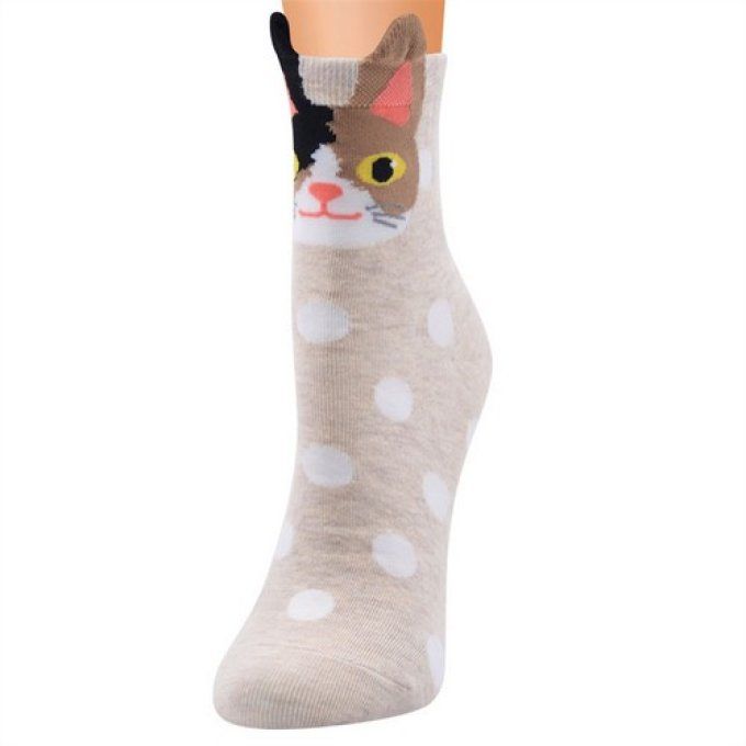 Chaussettes à pois chats souriants