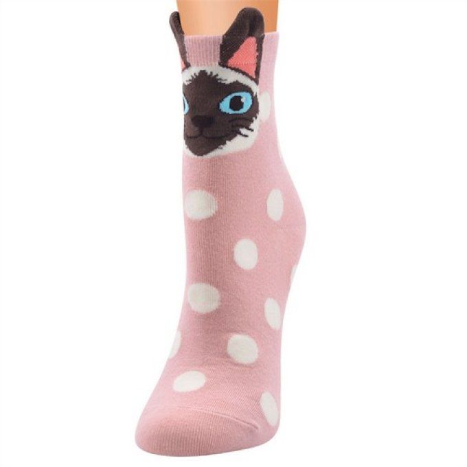 Chaussettes à pois chats souriants