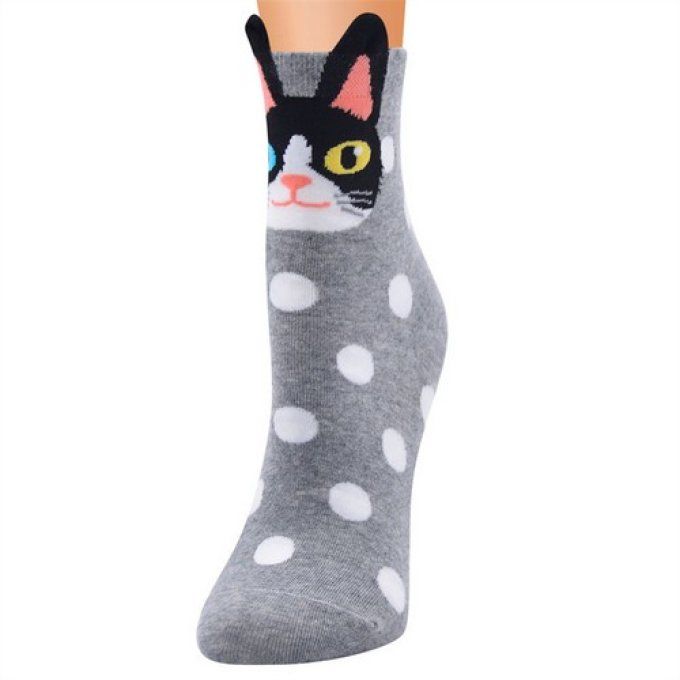 Chaussettes à pois chats souriants