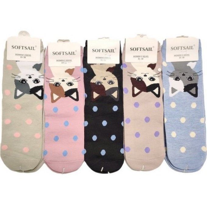 Chaussettes chat à pois differents coloris