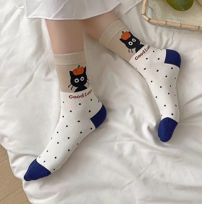 Chaussette divers chat noir.