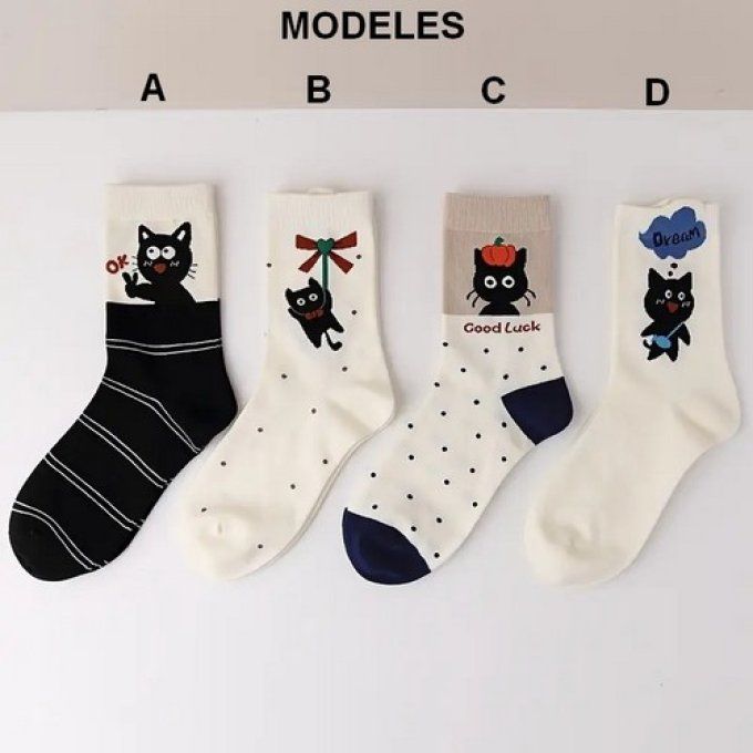 Chaussette divers chat noir.