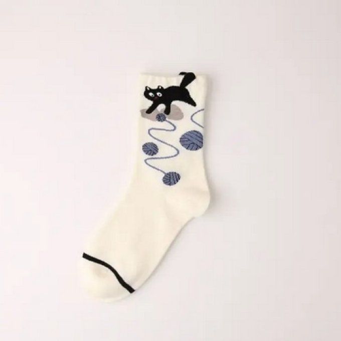 Chaussette chat à la pelote 