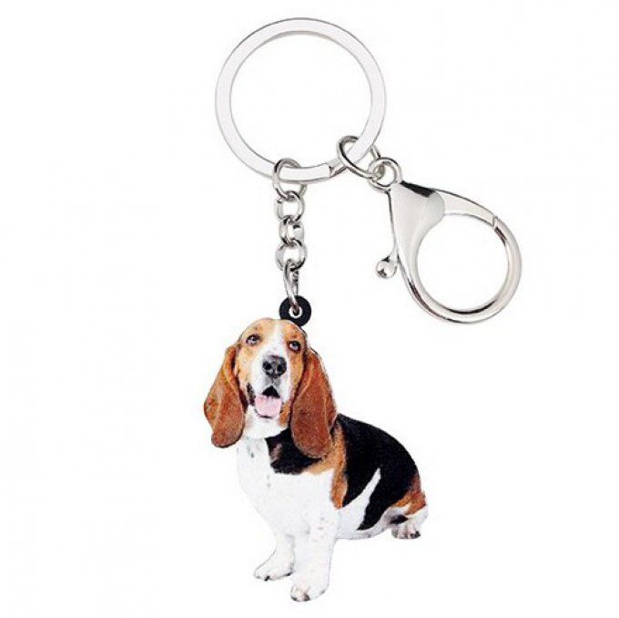 Porte clé chien basset hound assis - Toutenchat