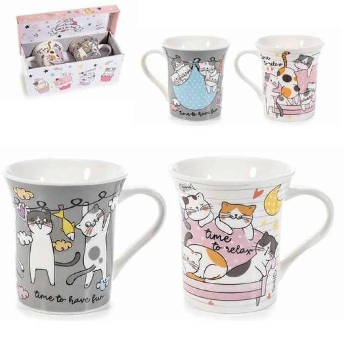 Tasse mug en céramique Chat joufflu noir ou blanc - MAISON - DÉCO - CADEAUX  - LOISIRS/LES 3 CHATS à la cuisine - Les 3 chats