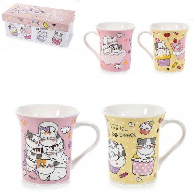 Coffret de deux mugs chats 250 ml.