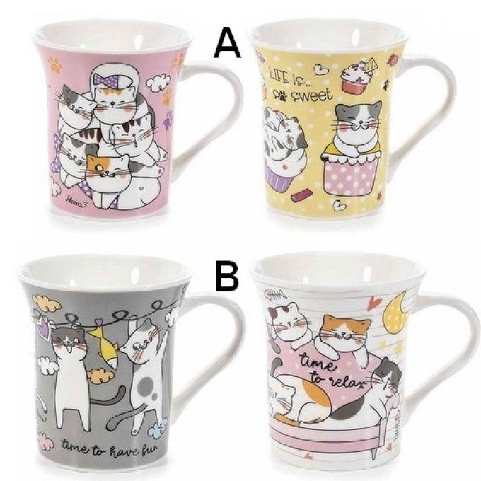 Coffret de deux mugs chats 250 ml.