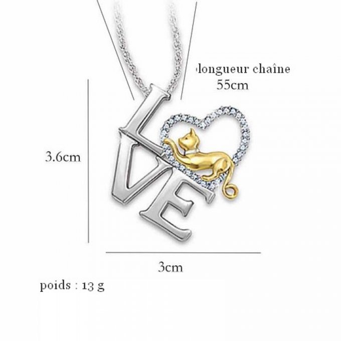 Collier love coeur de chat