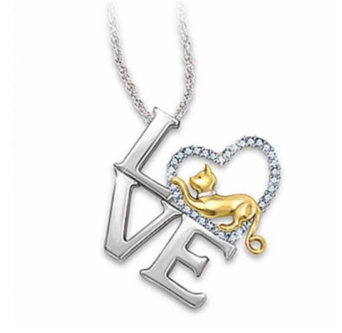 Collier love coeur de chat