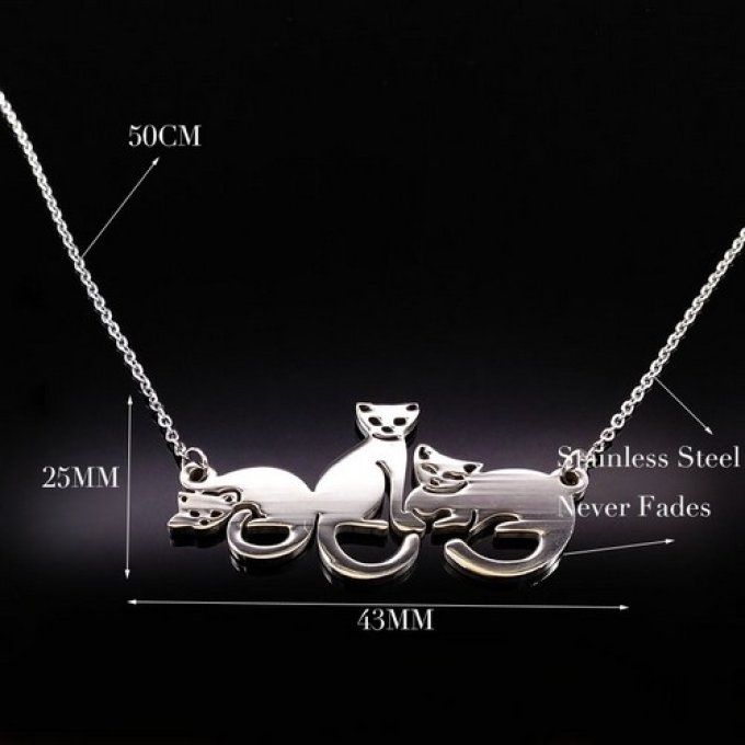 Collier trois chats 