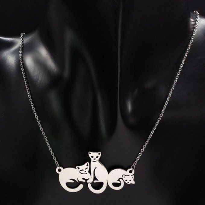 Collier trois chats 