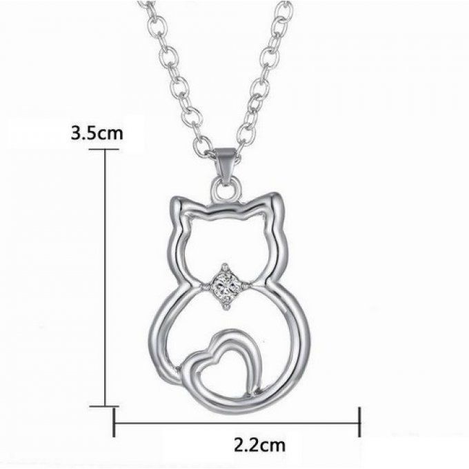 Collier silhouette de chat argenté