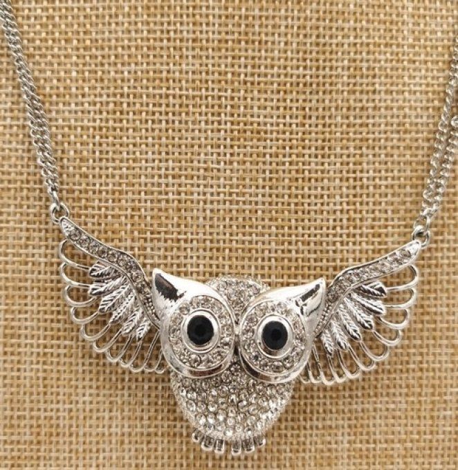 Collier hibou double chaîne.