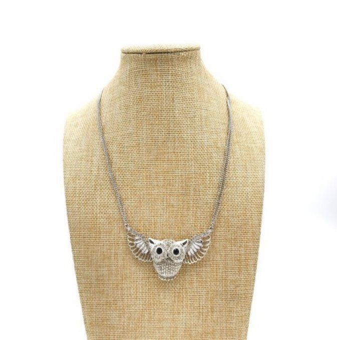 Collier hibou double chaîne.