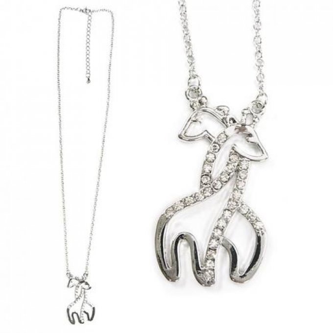 collier sautoir couple de girafe enlacée