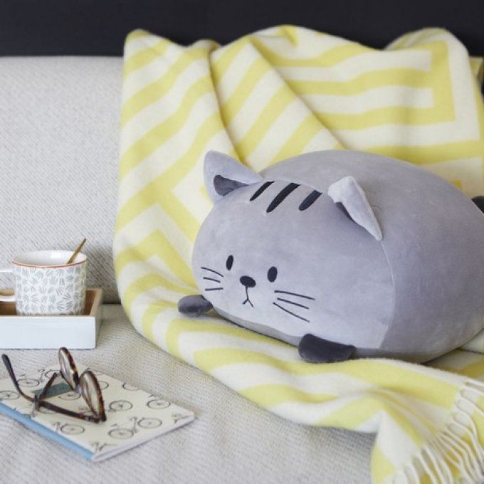 Balvi Coussin chat Kitty calico ou gris.