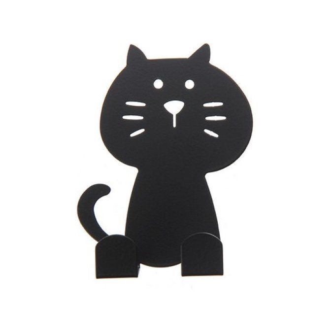 Crochet chat assis noir ou blanc .