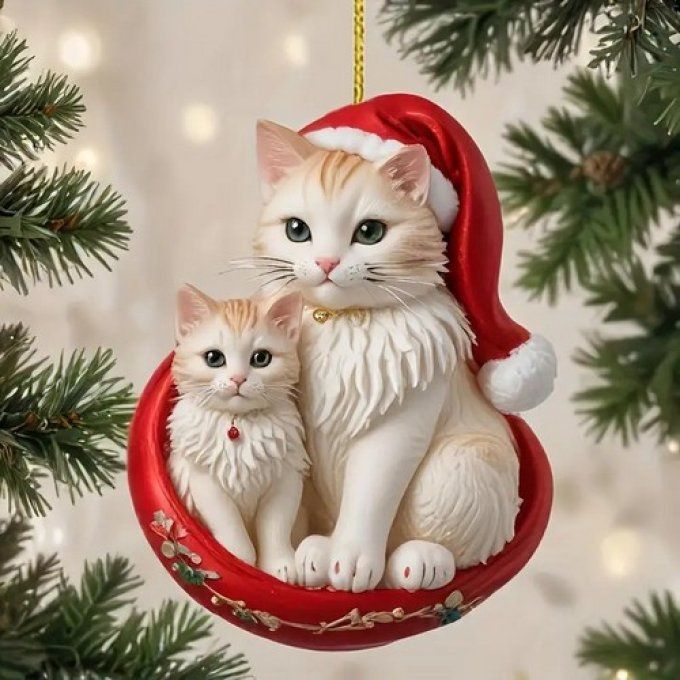 Décoration de noel maman chat et ses bébés.