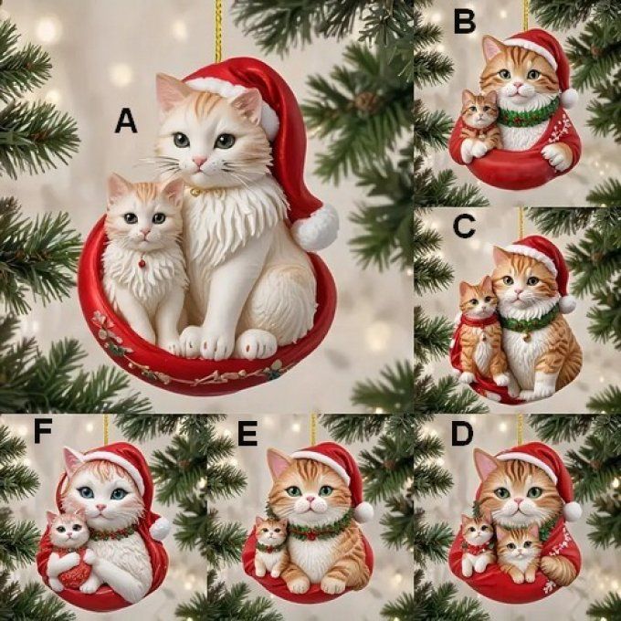 Décoration de noel maman chat et ses bébés.