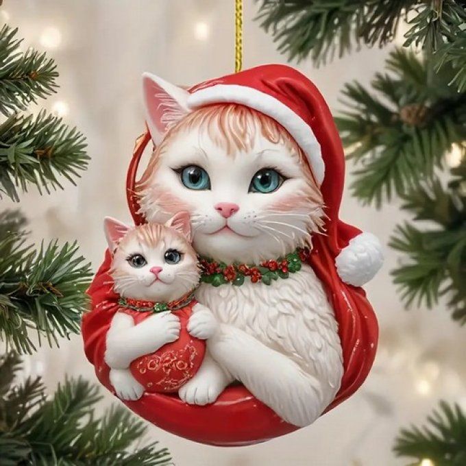 Décoration de noel maman chat et ses bébés.