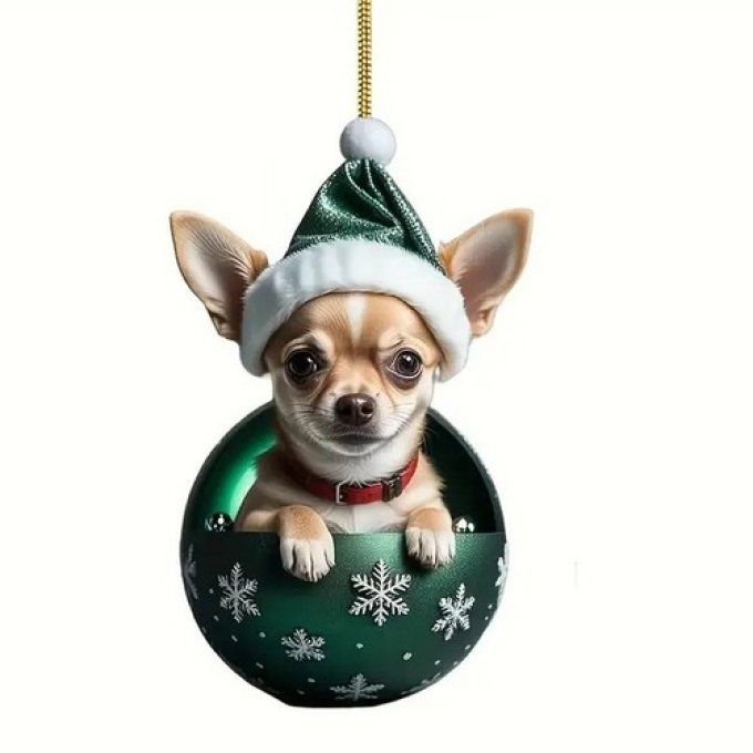 Décoration chihuahua et sa boule de noel.