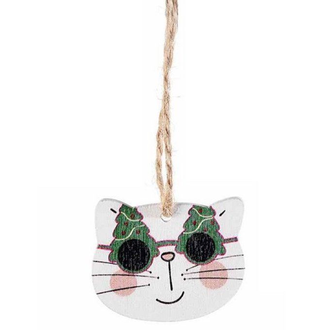 Petit chat de noël rouge et blanc en bois divers modèles.