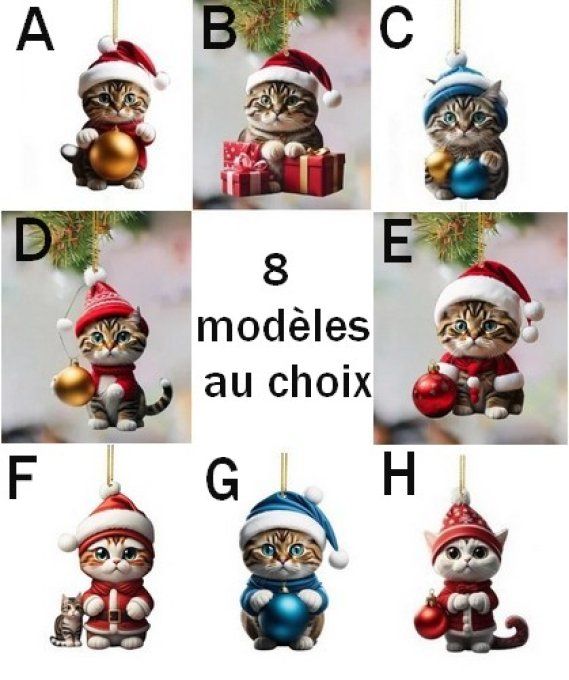 Décoration forme chat et ses boules de noel.