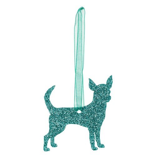 Décoration de noel chien chihuahua pailleté vert ou bleu