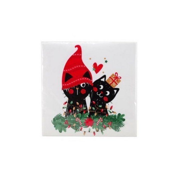 Paquet de 20 serviettes papier chat luty noel.