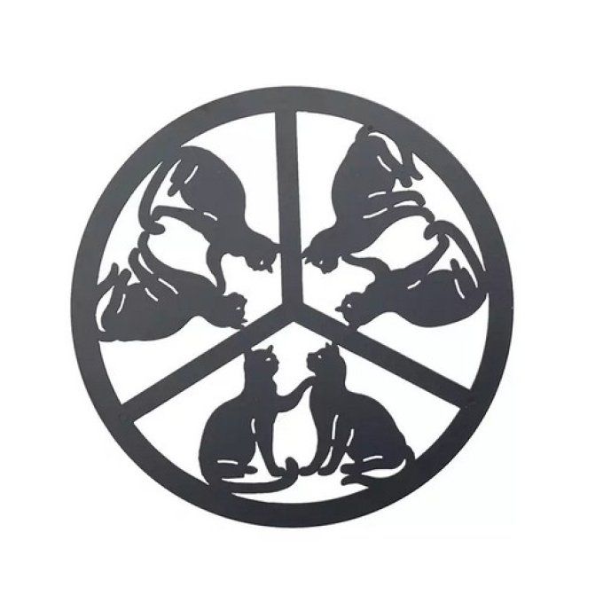 Dessous de plat l'assemblée des chats noirs en métal.