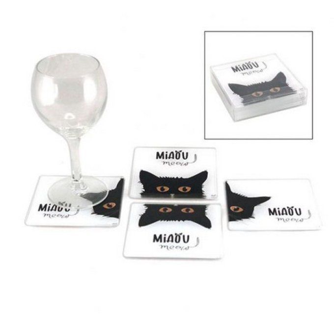 Set de 4 sous-verre chat meow.