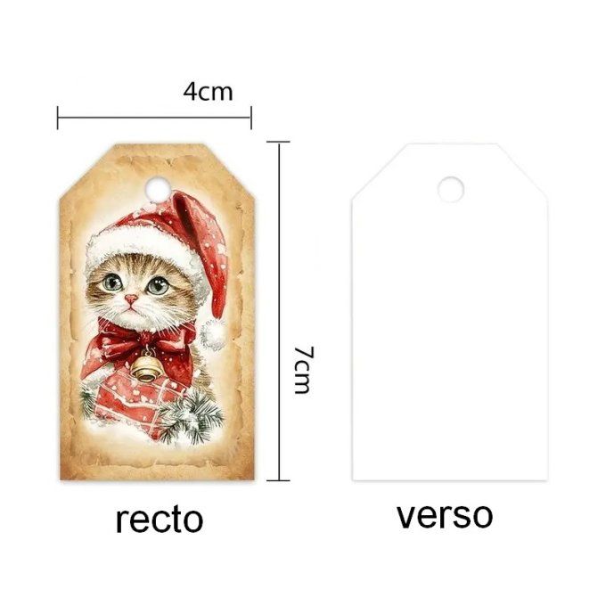 Paquet de 5 étiquettes cadeau chats pour noel .