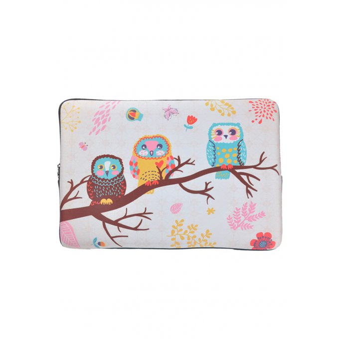 housse pour ordinateur ou tablette avec hiboux