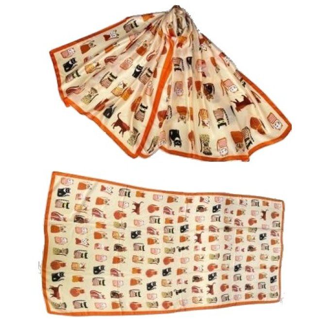 Foulard races de chats 80 x 180 cm.