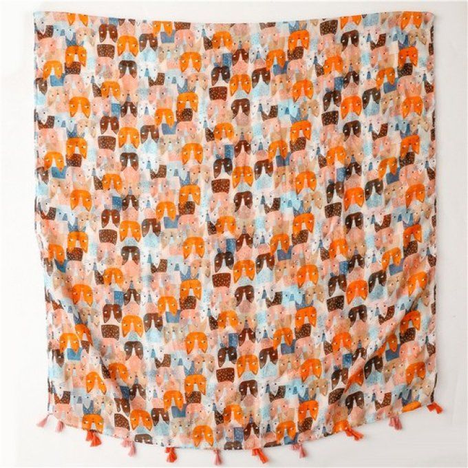 Foulard chats à pompons .
