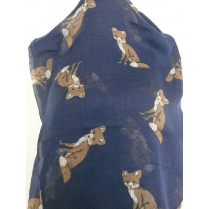 foulard tube renard bleu