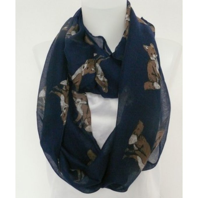 foulard tube renard bleu
