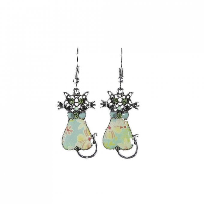 Boucle d'oreille chat tabby 
